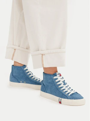 Sneakersy Tommy Jeans Archive Y2K Denim Mid Cut EN0EN03075 Niebieski
