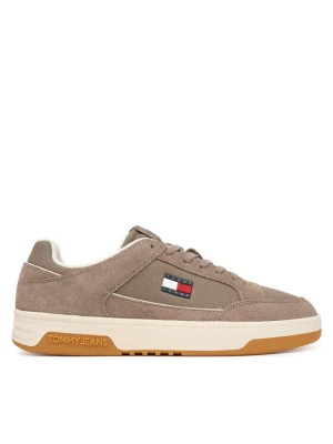 Sneakersy Tommy Jeans Canvas Leather Cupsole Trainers EM0EM01680 Brązowy