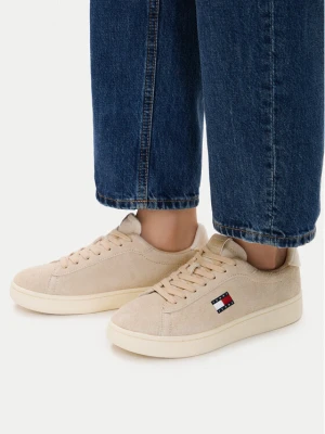 Sneakersy Tommy Jeans Logo Suede Archive EN02985 Beżowy