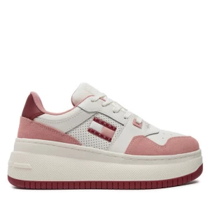 Sneakersy Tommy Jeans Retro Basket Flatform Mix EN0EN02654 Różowy