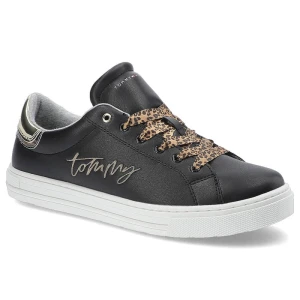 Sneakersy unisex Tommy Hilfiger, holewka wykonana ze skóry ekologicznej wnętrze wykończone materiałem sznurowanie podeszwa o podwyższonym profilu, cz czarny