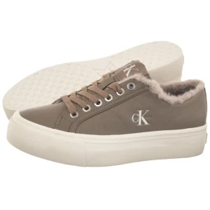 Sneakersy Vulc Flatf Laceup Lth Fur Desert Taupe / DK Ecru HW0HW03235 PBO (CK753-b) Calvin Klein