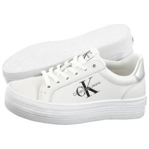 Sneakersy Vulc Flatform Laceup Lth Bright White/Silver YW0YW01474 0K9 (CK507-a) Calvin Klein