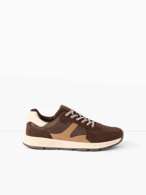 Sneakersy w stylu retro BonPrix brązowy