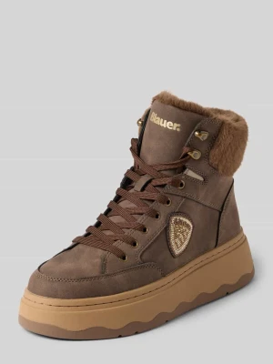 Sneakersy w wysokim kroju z obszyciem z kamieni stras Blauer Usa Ciemnobrązowy