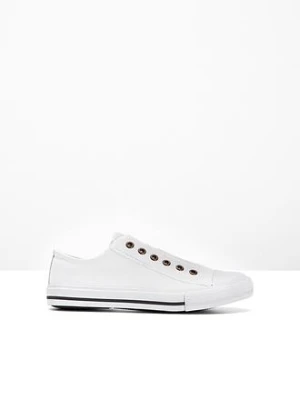 Sneakersy wsuwane z bawełnianego płótna BonPrix biały