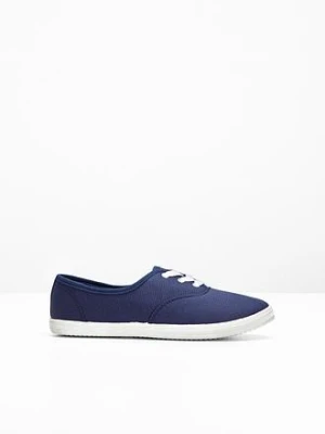 Sneakersy z bawełnianego płótna BonPrix niebieski