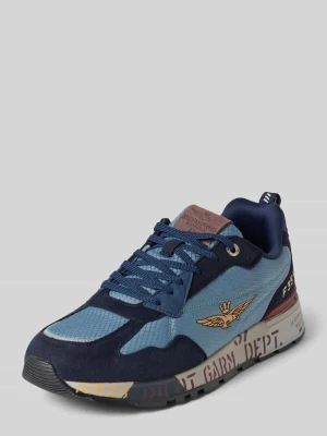 Sneakersy z detal z logo model 'Napoli' Aeronautica Militare Granatowy