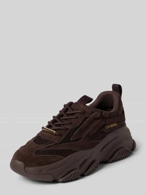 Sneakersy z detal z logo model 'Possession' Steve Madden Czekoladowy