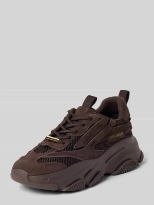 Sneakersy z detal z logo model 'Possession' Steve Madden Czekoladowy