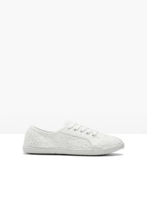 Sneakersy z koronką BonPrix biały