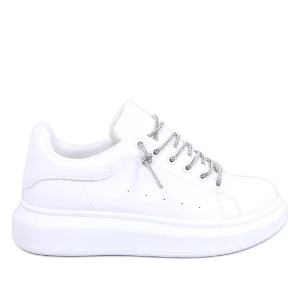 Sneakersy z kryształkowymi sznurówkami Series WHITE/SILVER białe Inna marka