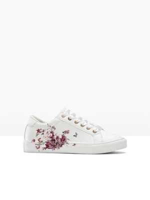 Sneakersy z kwiatowym nadrukiem BonPrix biały
