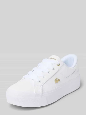 Sneakersy z mieszanka skóry model 'ZIANE' Lacoste Biały