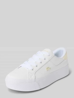 Sneakersy z mieszanka skóry model 'ZIANE' Lacoste Biały