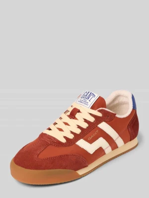 Sneakersy z mieszanki skóry i tkaniny model 'Beylana' Gant Pomarańczowy