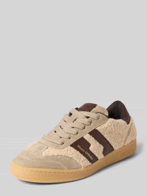 Sneakersy z mieszanki skóry i tkaniny model 'COURT W 5' Marc O'Polo Écru