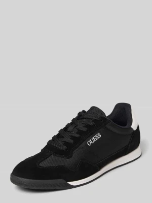 Sneakersy z mieszanki skóry i tkaniny model 'DREAN' Guess Czarny
