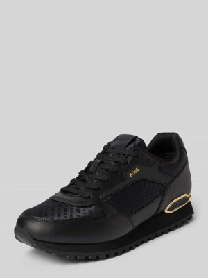 Sneakersy z mieszanki skóry model 'PARKOUR-L_RUNN_NMNAL' Boss Czarny