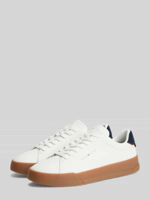 Sneakersy z mieszanki skóry z detalami z logo Tommy Hilfiger Biały