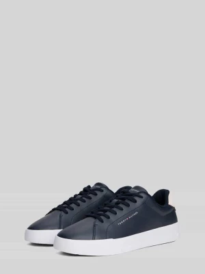 Sneakersy z mieszanki skóry z detalami z logo Tommy Hilfiger Ciemnoniebieski