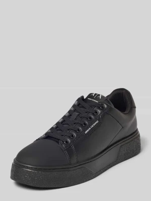 Sneakersy z mieszanki skóry z detalem z logo model 'Lion' Armani Exchange Czarny