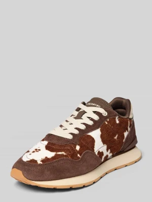 Sneakersy z mieszanki skóry z detalem ze zwierzęcym wzorem model 'City' HOFF Ciemnobrązowy