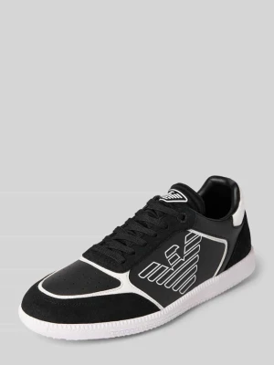 Sneakersy z nadrukami z logo model ‘EW HERITAGE EAGL’ EA7 Emporio Armani Czarny