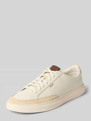 Sneakersy z naturalnej skóry model 'Kieran_Tenn' Boss Biały