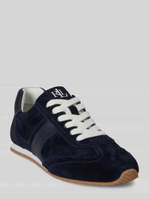 Sneakersy z naturalnej skóry welurowej bydlęcej model 'DANI' Lauren Ralph Lauren Ciemnoniebieski