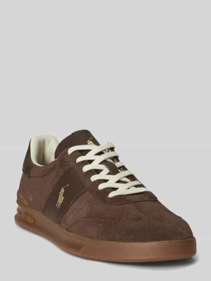 Sneakersy z naturalnej skóry welurowej Polo Ralph Lauren Średniobrązowy