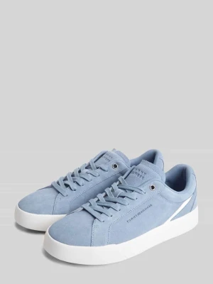 Sneakersy z naturalnej skóry welurowej Tommy Hilfiger Jasnoniebieski
