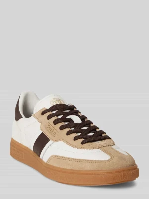 Sneakersy z naturalnej skóry welurowej z bydła Polo Ralph Lauren Złamany biały