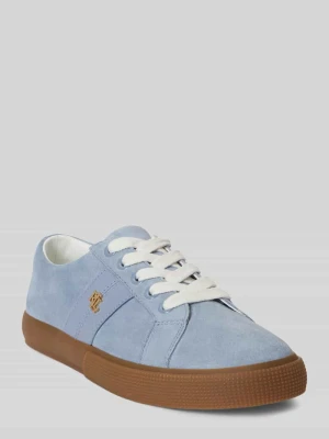 Sneakersy z naturalnej skóry welurowej z detal z logo Lauren Ralph Lauren