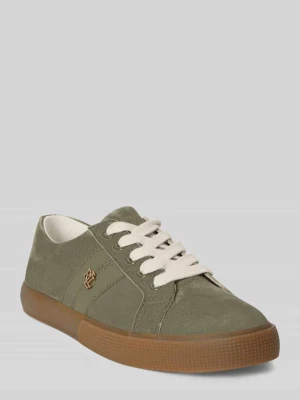 Sneakersy z naturalnej skóry welurowej z detal z logo Lauren Ralph Lauren