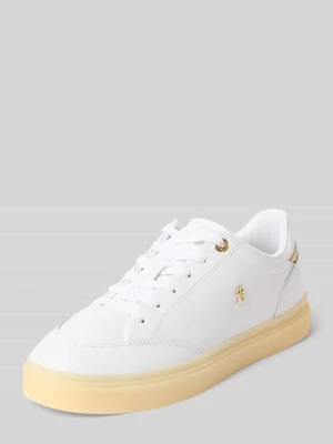 Sneakersy z naturalnej skóry z detalami z logo Tommy Hilfiger Biały
