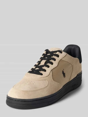 Sneakersy z naturalnej skóry z detalem z logo Polo Ralph Lauren Czarny