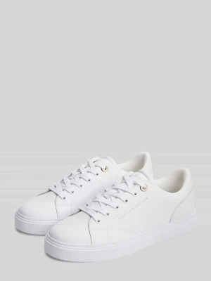 Sneakersy z naturalnej skóry z detalem z logo Tommy Hilfiger Biały
