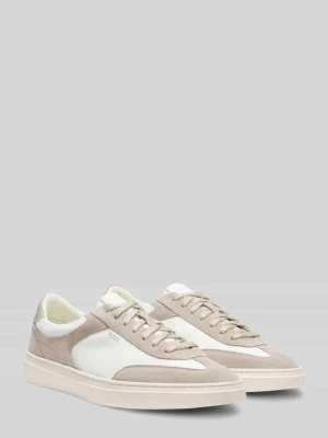 Sneakersy z naturalnej skóry z napisem z logo Boss Beżowy