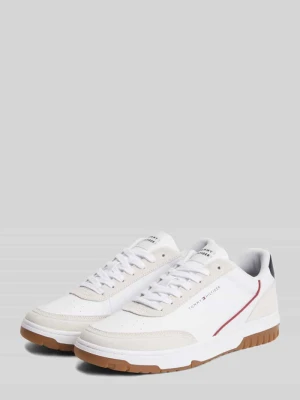 Sneakersy z naturalnej skóry z napisem z logo Tommy Hilfiger Biały