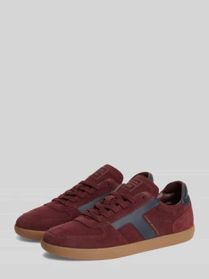 Sneakersy z naturalnej skóry z napisem z logo Tommy Hilfiger Bordowy