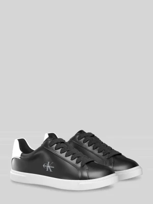 Sneakersy z naturalnej skóry z wytłaczanym logo Calvin Klein Czarny