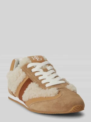 Sneakersy z prawdziwej skóry welurowej cielęcej model 'DANI' Lauren Ralph Lauren Złamany biały