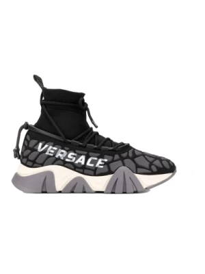 Sneakersy z sznurówką Detale koronkowe Relief Logo Versace