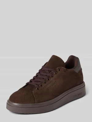 Sneakersy z welurowej skórą bydlęcą z profilowaną podeszwą Steve Madden Ciemnobrązowy