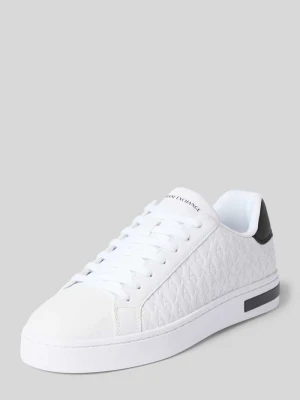 Sneakersy z wiązaniem i wzorem z logo Armani Exchange Biały