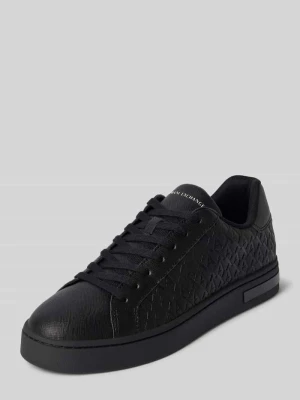 Sneakersy z wiązaniem i wzorem z logo Armani Exchange Czarny