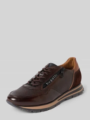 Sneakersy ze skóry z wiązaniem model 'Philip' Bugatti Ciemnobrązowy