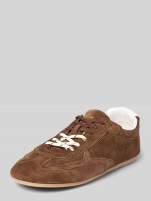 Sneakersy ze skóry ze sznurowaniem i gumową podeszwą ALOHAS Ciemnobrązowy