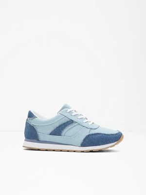 Sneakersy ze wstawką z siateczki BonPrix niebieski